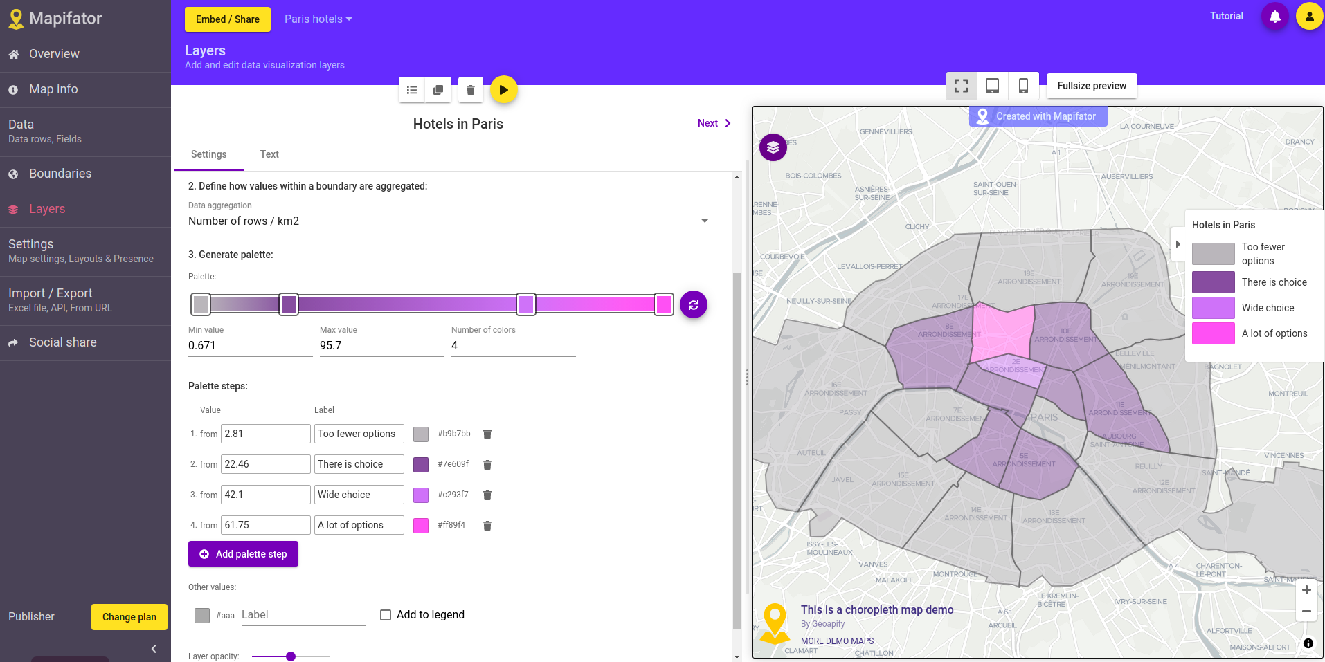 Data visualization layers in Choropleth maps