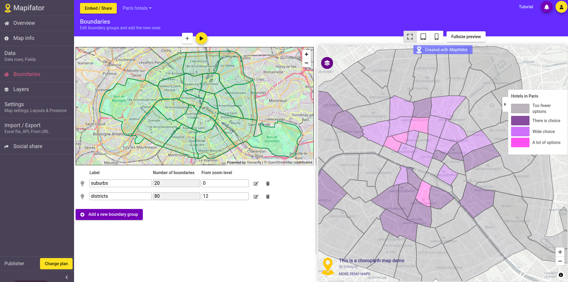 Boundaries and regions in Choropleth maps